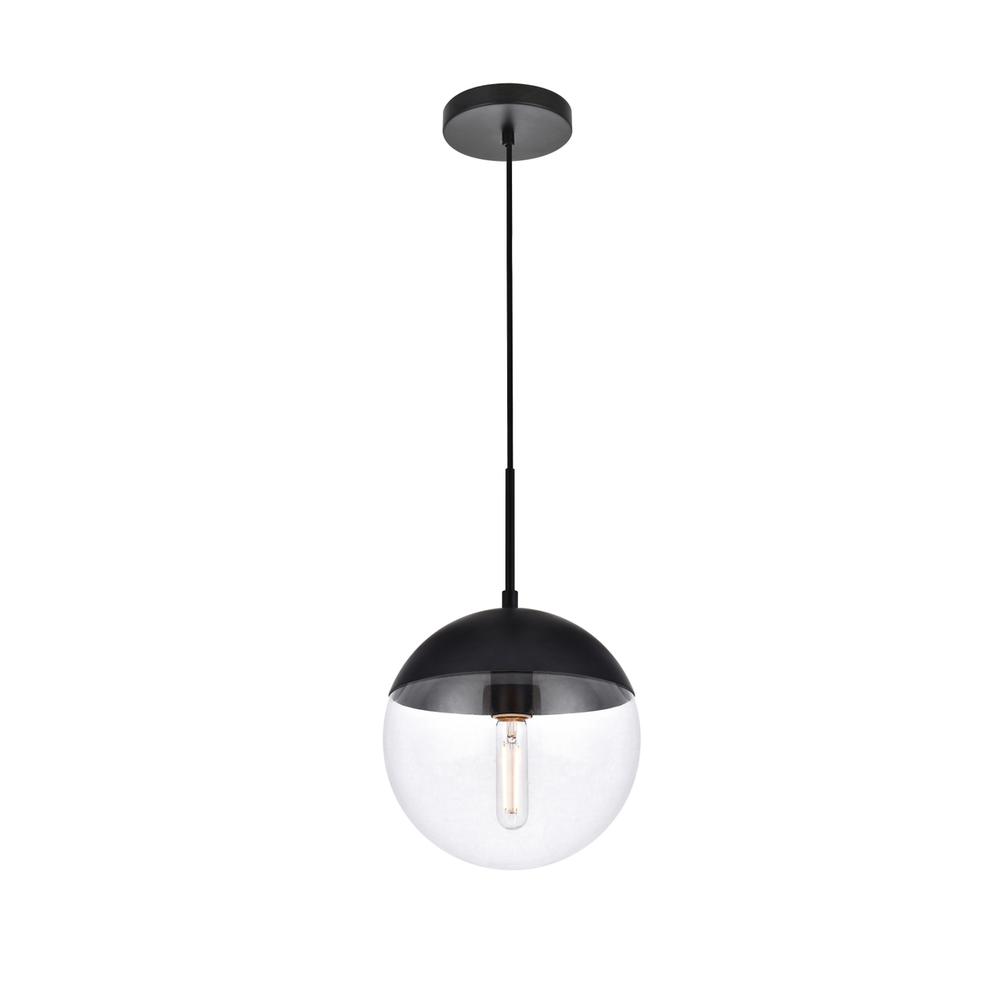 Front. Living District - Eclipse 1 Light Black Pendant With Clear Glass - Black And Clear.
