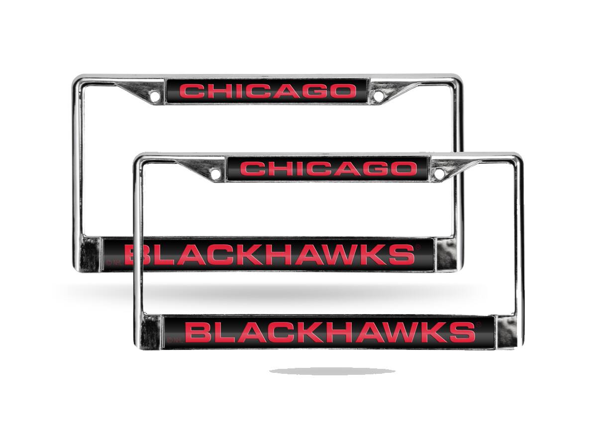Chicago Blackhawks NHL Chrome Metal Laser Cut License Plate Frame - Set of 2 FramesFrames