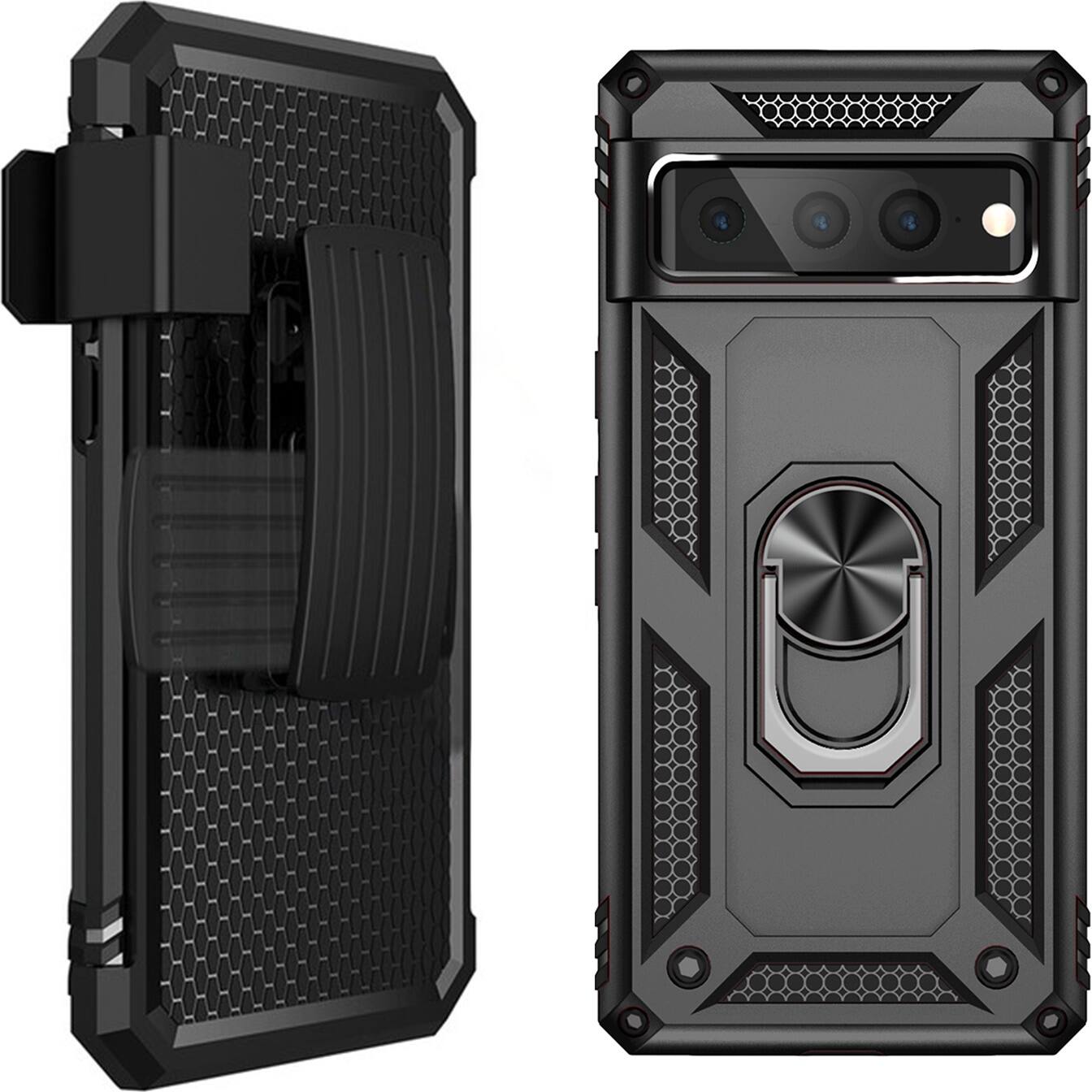 Alt View 13. SaharaCase - Military Kickstand Series with Belt Clip Case for Google Pixel 7 Pro - Black.