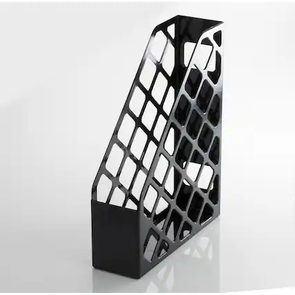 Front. Officemate - Officemate Open Top Magazine File Black Plastic - Black.