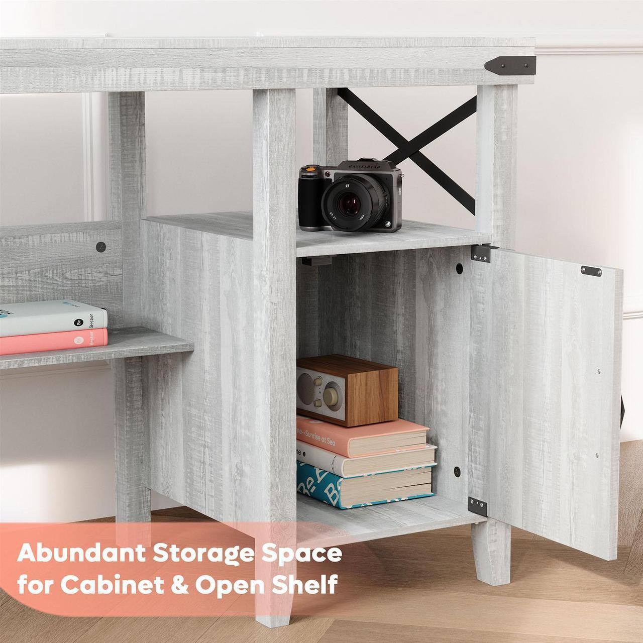 Abundant Storage Space for Cabinet & Open Shelf