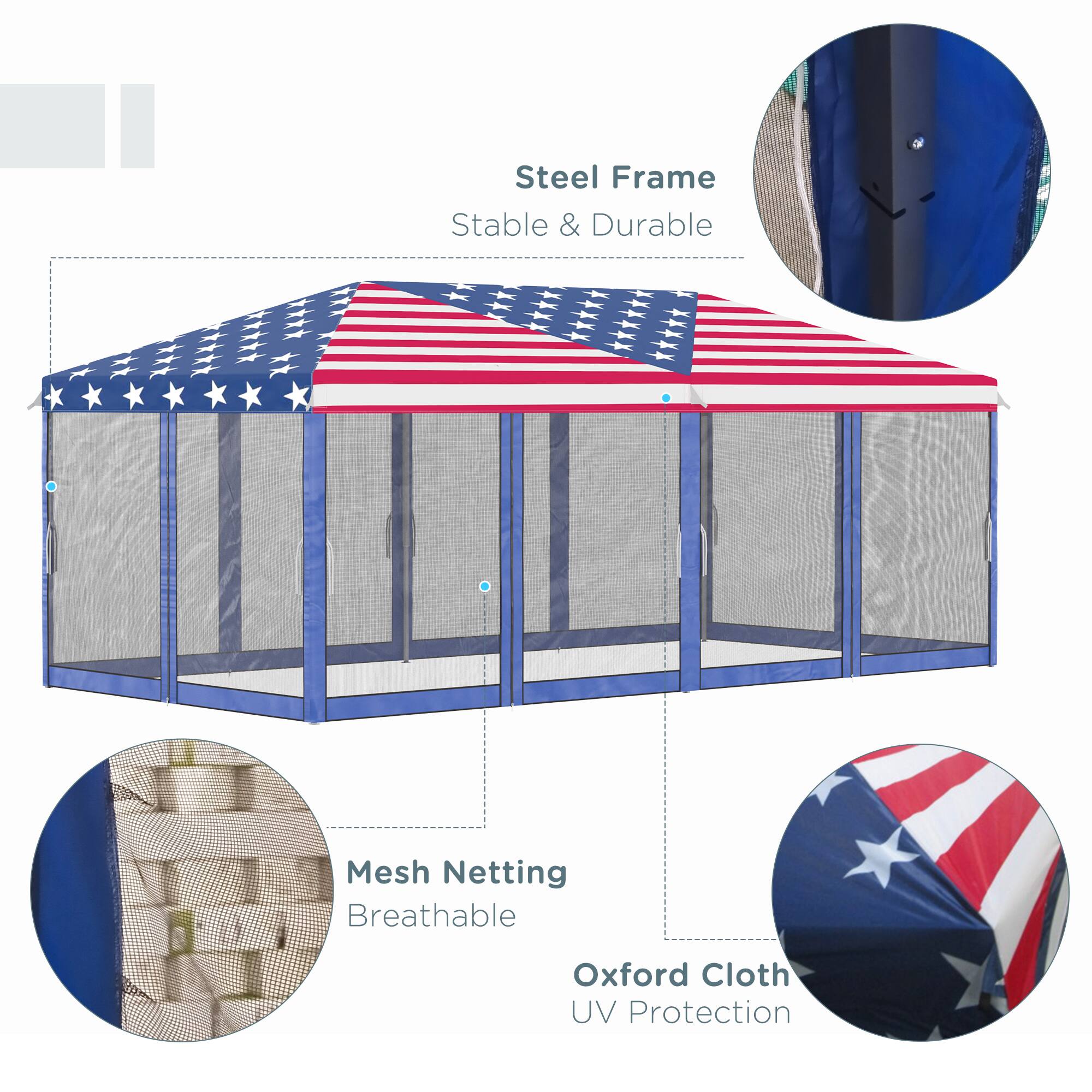 Steel Frame Stable & Durable, Mesh Netting Breathable, Oxford Cloth UV Protection