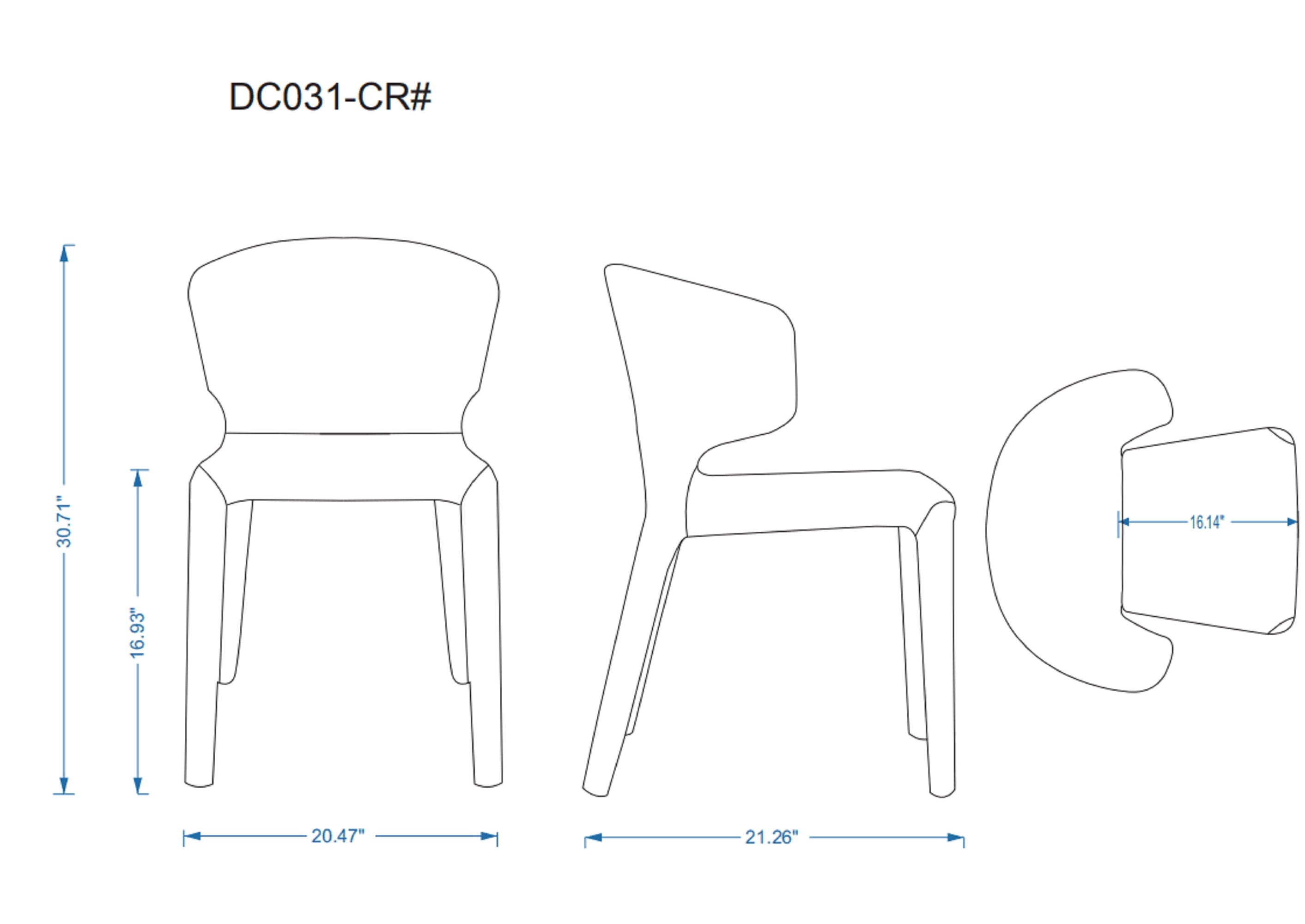 DC031-CR#  
30.71"  
16.14"  
16.93"  
20.47"  
21.26"