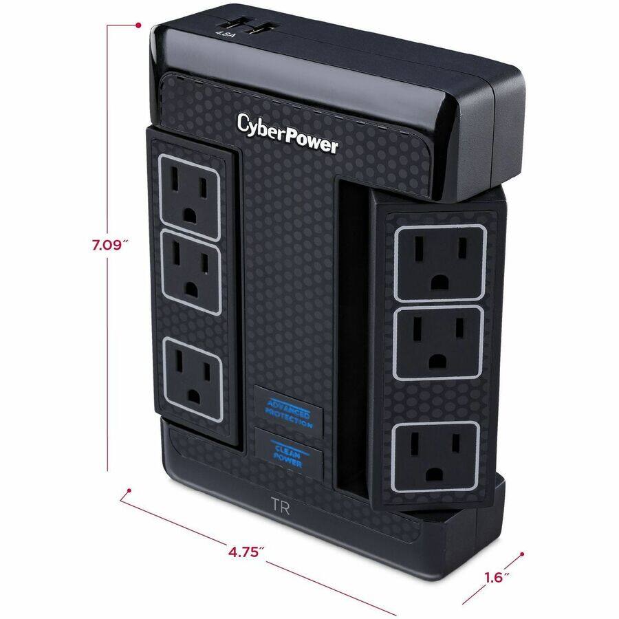 4.8A  
CyberPower  
7.09"  
PROTECTION AND POWER  
4.75"  
1.6"