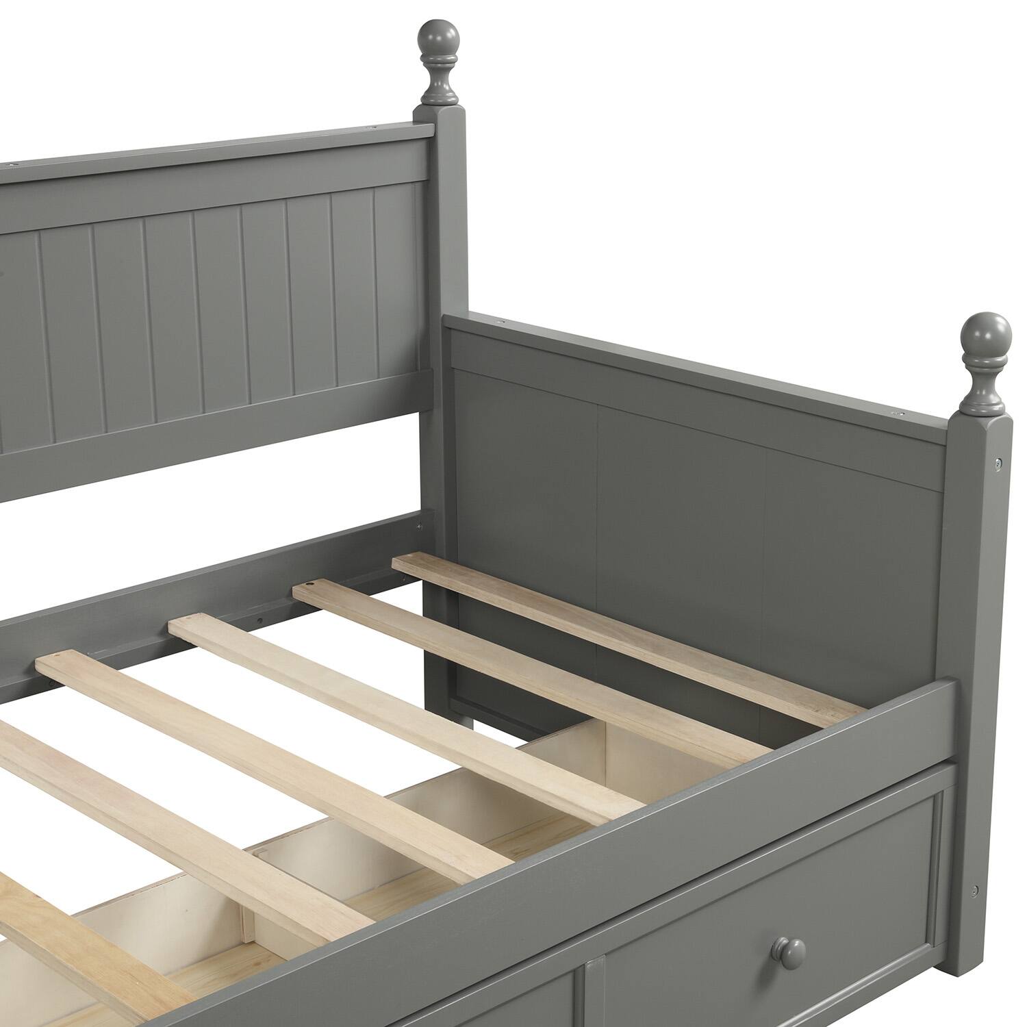 Alt View 4. Tiramisubest - Wood Daybed with Three Drawers ,Twin Size Daybed,No Box Spring Needed ,Gray - Gray.