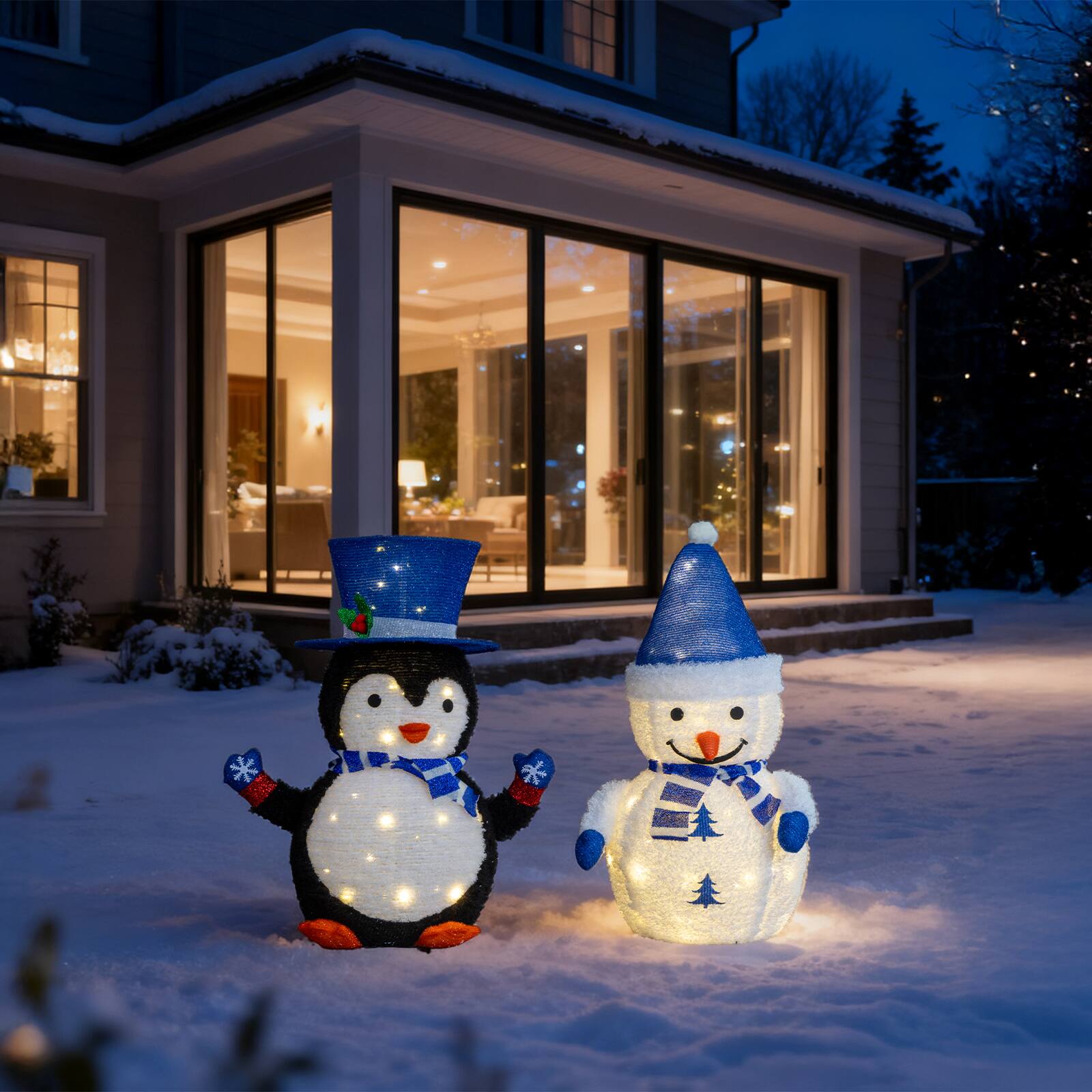 Alt View 9. Winado - 2PCS Christmas 28in Plush Penguin and Snowman Pre-lit Pull Up with LED Light for Indoor Outdoor Holiday Party Decoration - Multicolor.