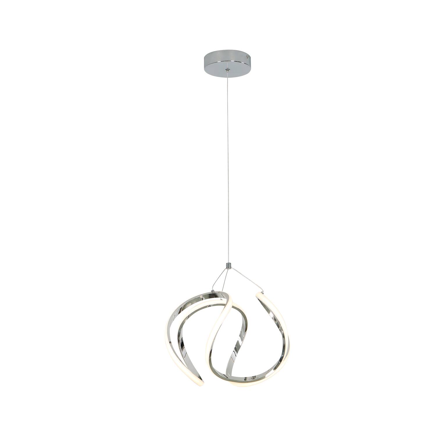 Front. Umeiluce - 15.7 In Modern LED Pendant Light 3000K Dimmable - Chrome.