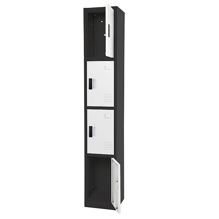 Angle. AdirOffice - Storage Locker 629-Series 72" H 4-Tier Steel Digital Lock 4-Shelf Locker - Black Bidy/White Doors.