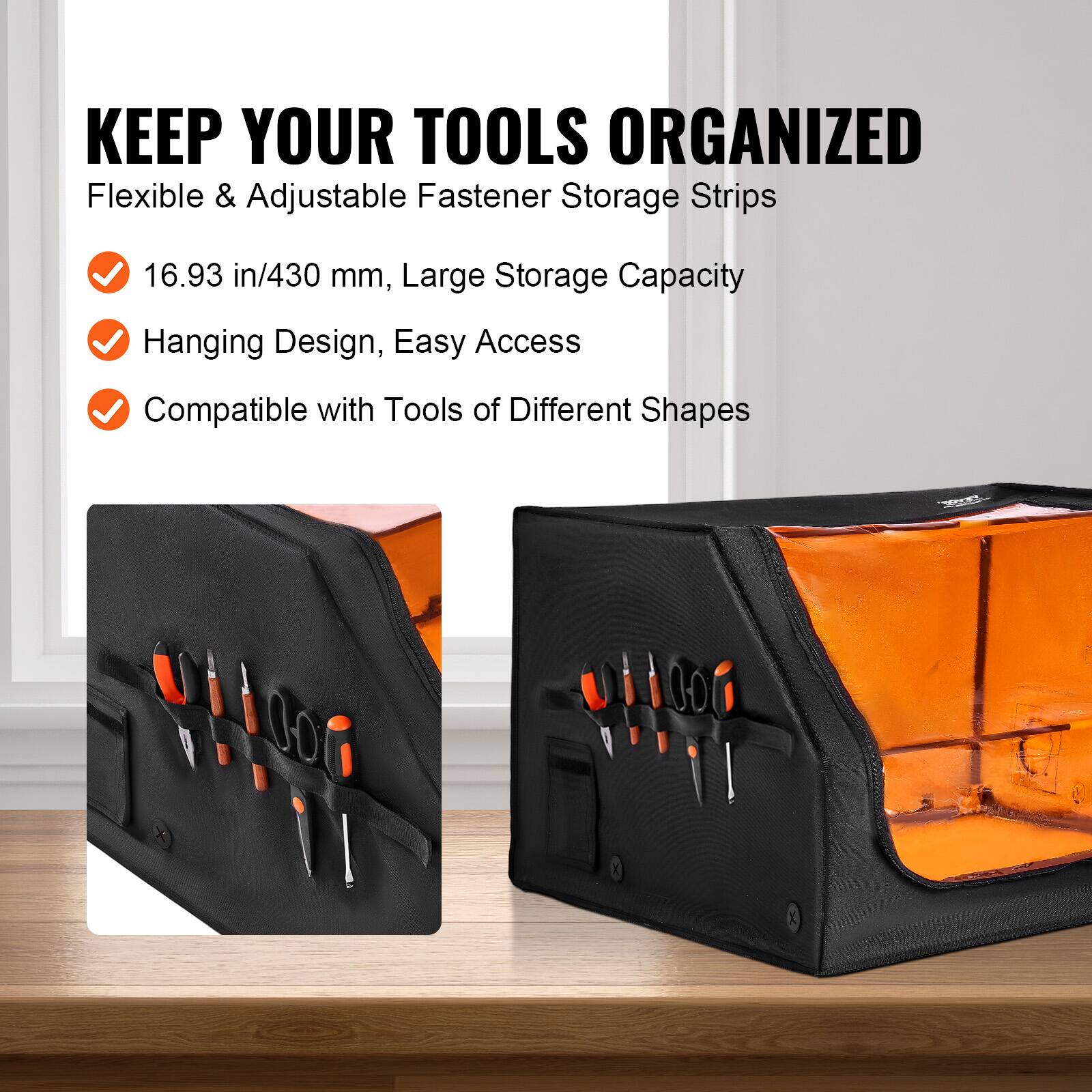 KEEP YOUR TOOLS ORGANIZED

Flexible & Adjustable Fastener Storage Strips

- 16.93 in/430 mm, Large Storage Capacity
- Hanging Design, Easy Access
- Compatible with Tools of Different Shapes