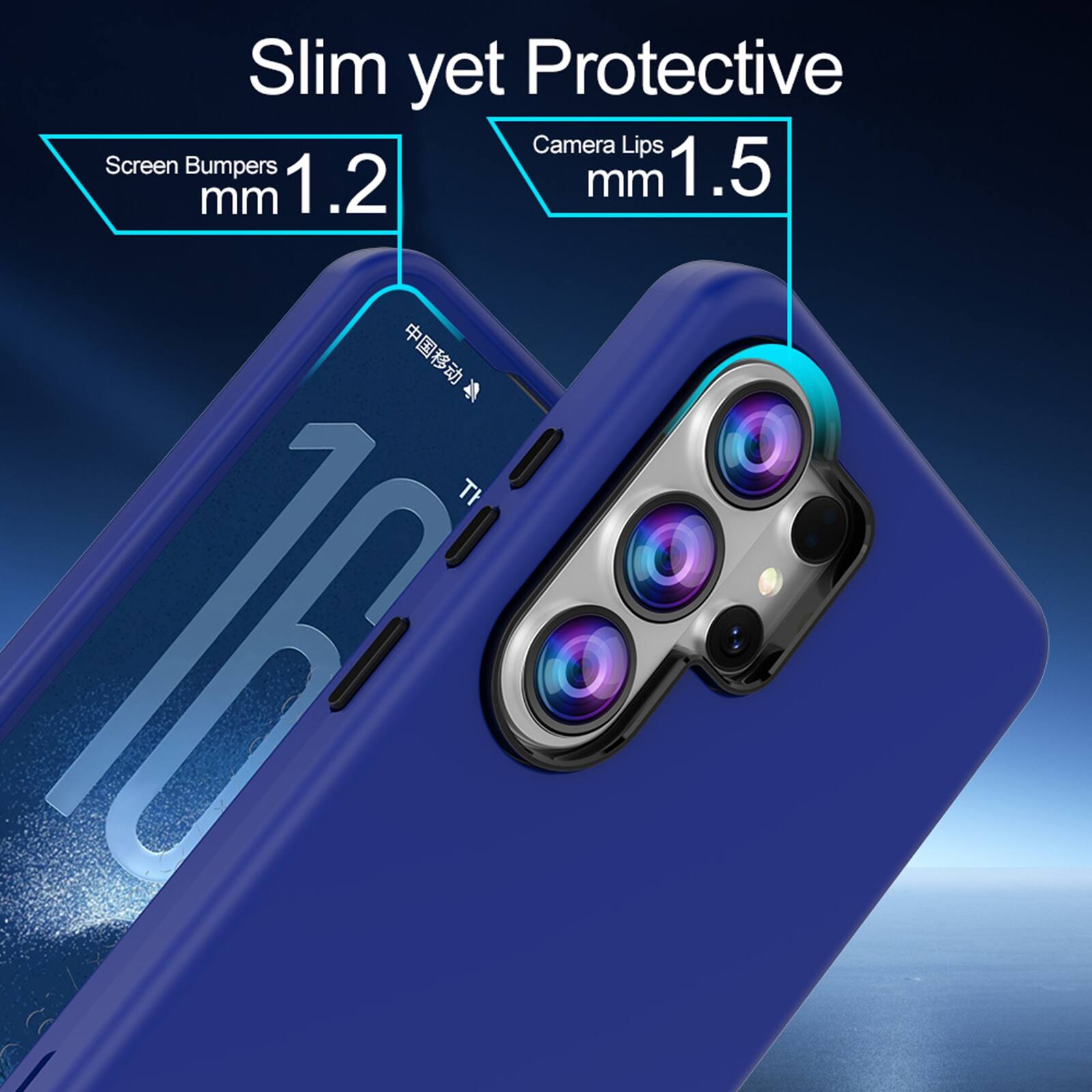 Slim yet Protective  
Screen Bumpers 1.2 mm  
Camera Lips 1.5 mm