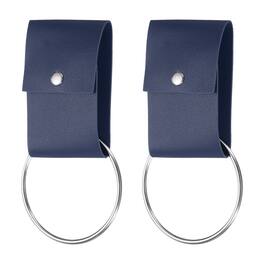 Unique Bargains - 2pcs Towel Ring Holder with Loop, Dish Towel Holder Wall Hook, Farmhouse Home Decor for Cabinet Oven Handle Rods - Dark Blue