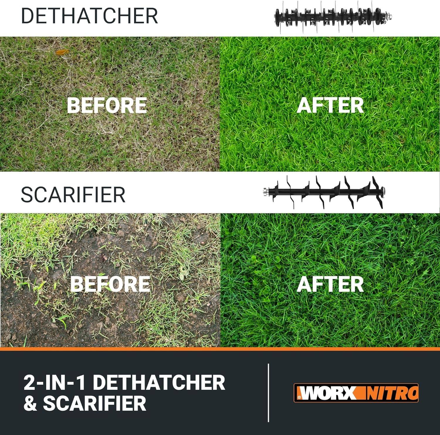 Dethatcher: Before After
Scarifier: Before After
2-in-1 Dethatcher: Workxnito & Scarifier
