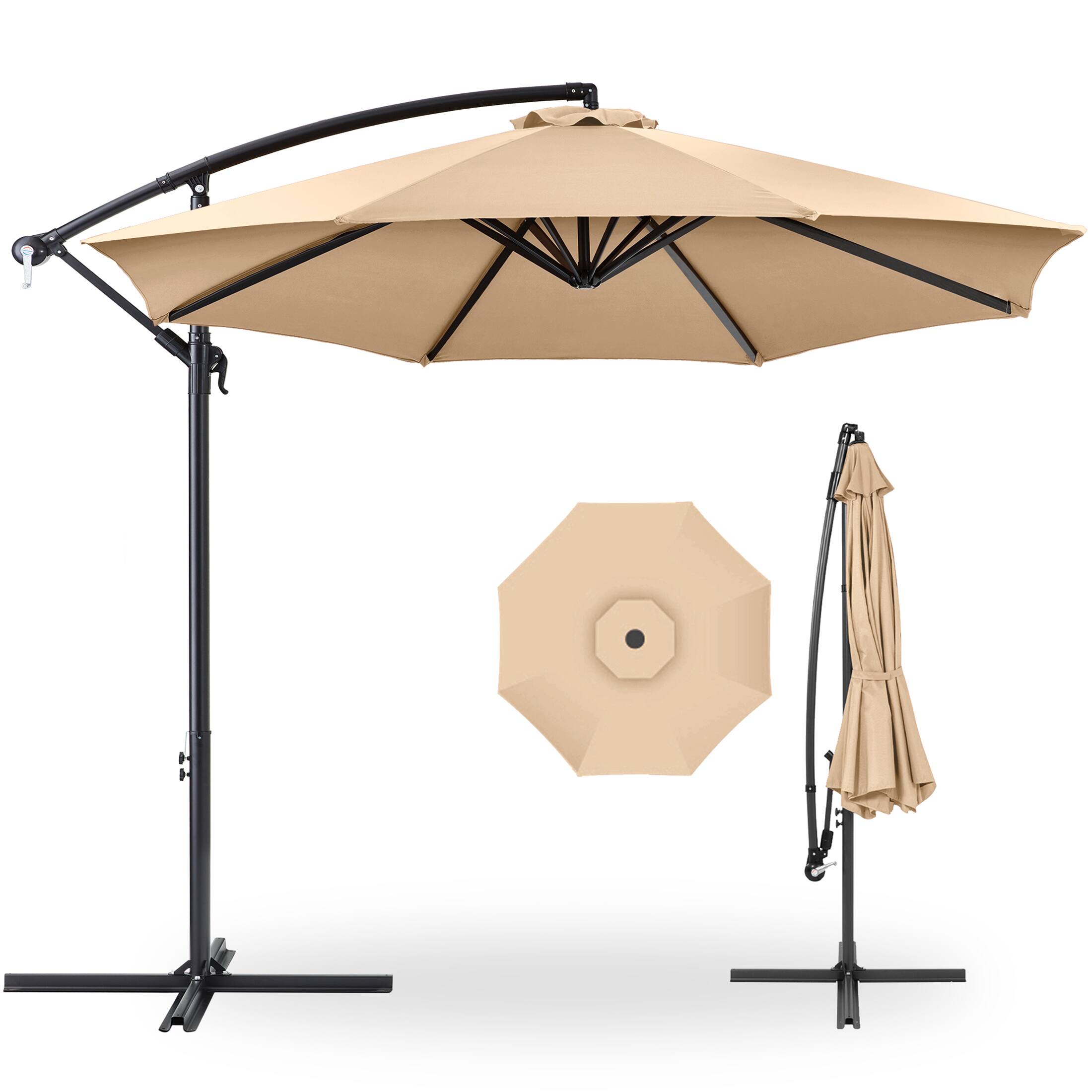 Best Choice Products - 10ft Offset Hanging Outdoor Market Patio Umbrella w/ Easy Tilt Adjustment - Sand