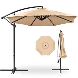 Best Choice Products - 10ft Offset Hanging Outdoor Market Patio Umbrella w/ Easy Tilt Adjustment - Sand