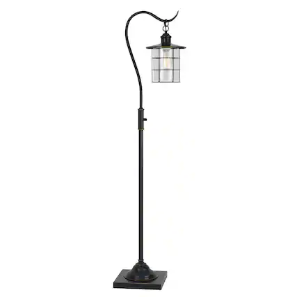Front. Manhattan Lane - 60 Inch Metal Downbridge Design Floor Lamp with Caged Shade.