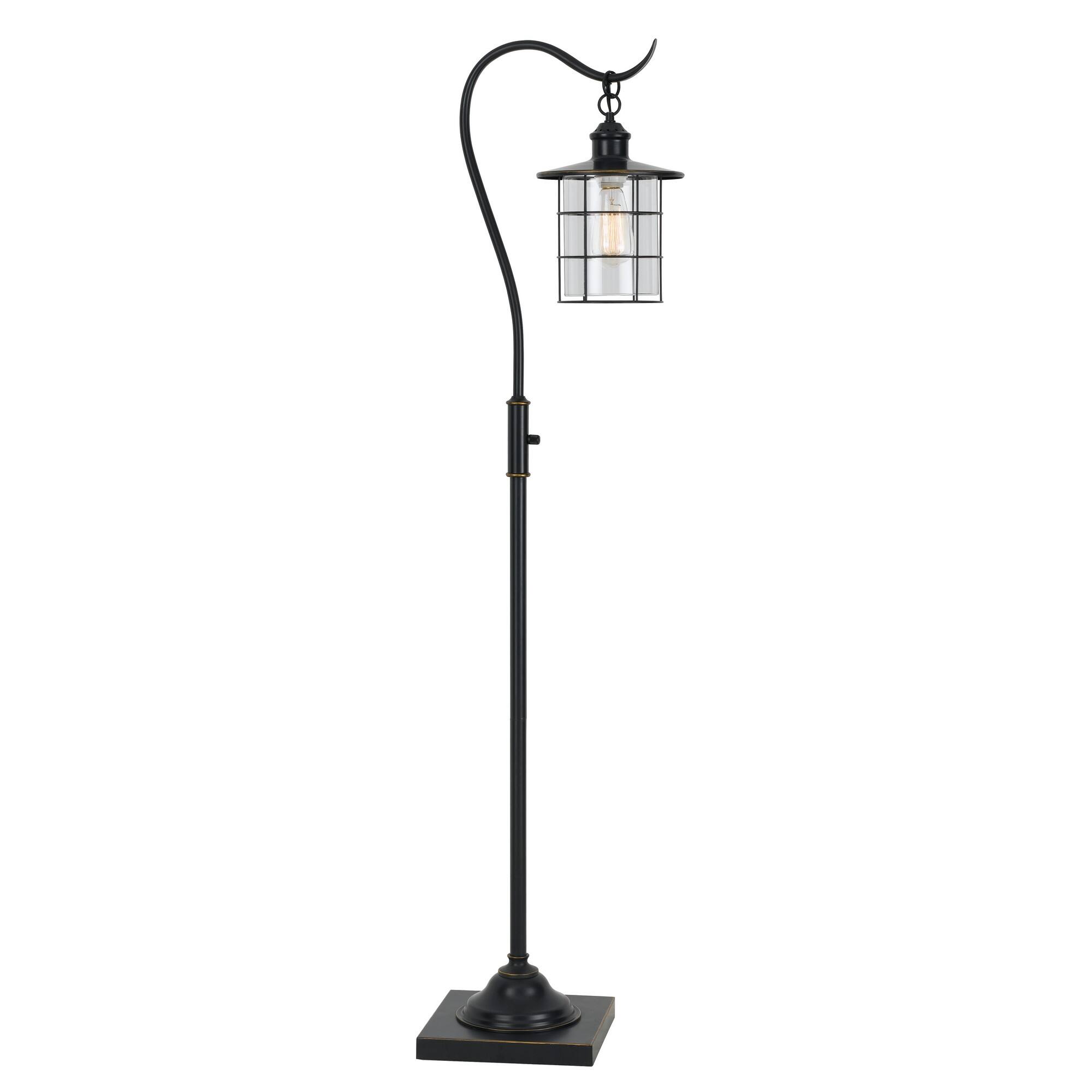 Front. Manhattan Lane - 60 Inch Metal Downbridge Design Floor Lamp with Caged Shade.