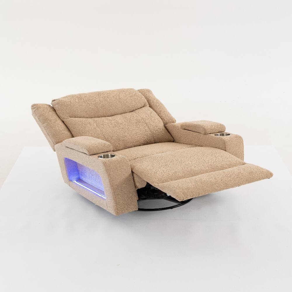 Angle. Ropilly - Ropilly Extra Wide Power Recliner Velvet Massage Chair with Swivel and Heat - Camel.