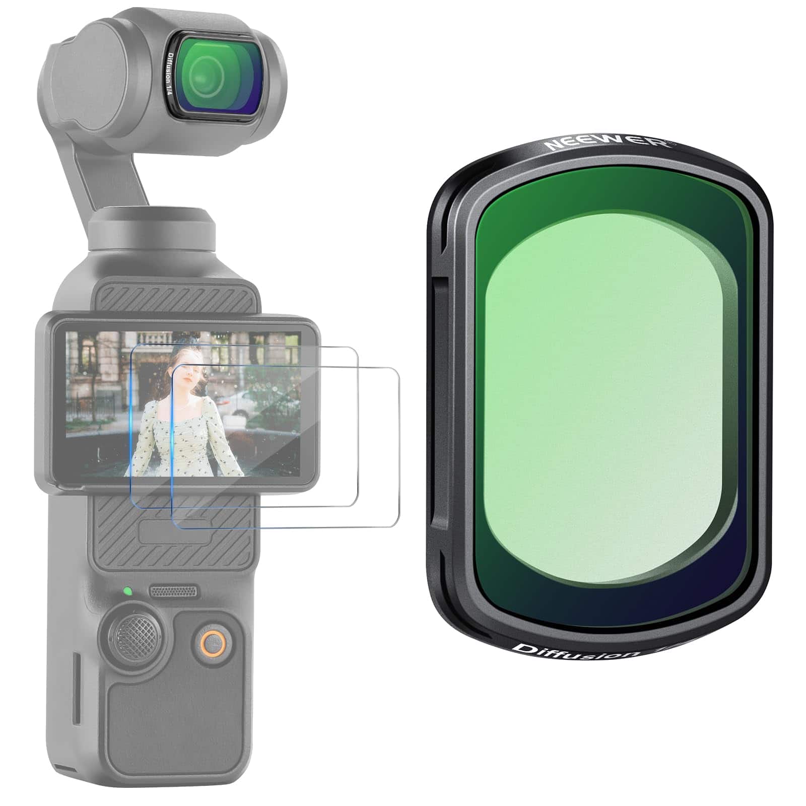 Neewer - Magnetic Diffusion Filter for DJI Pocket 3, 1/4, w/ Screen Protectors