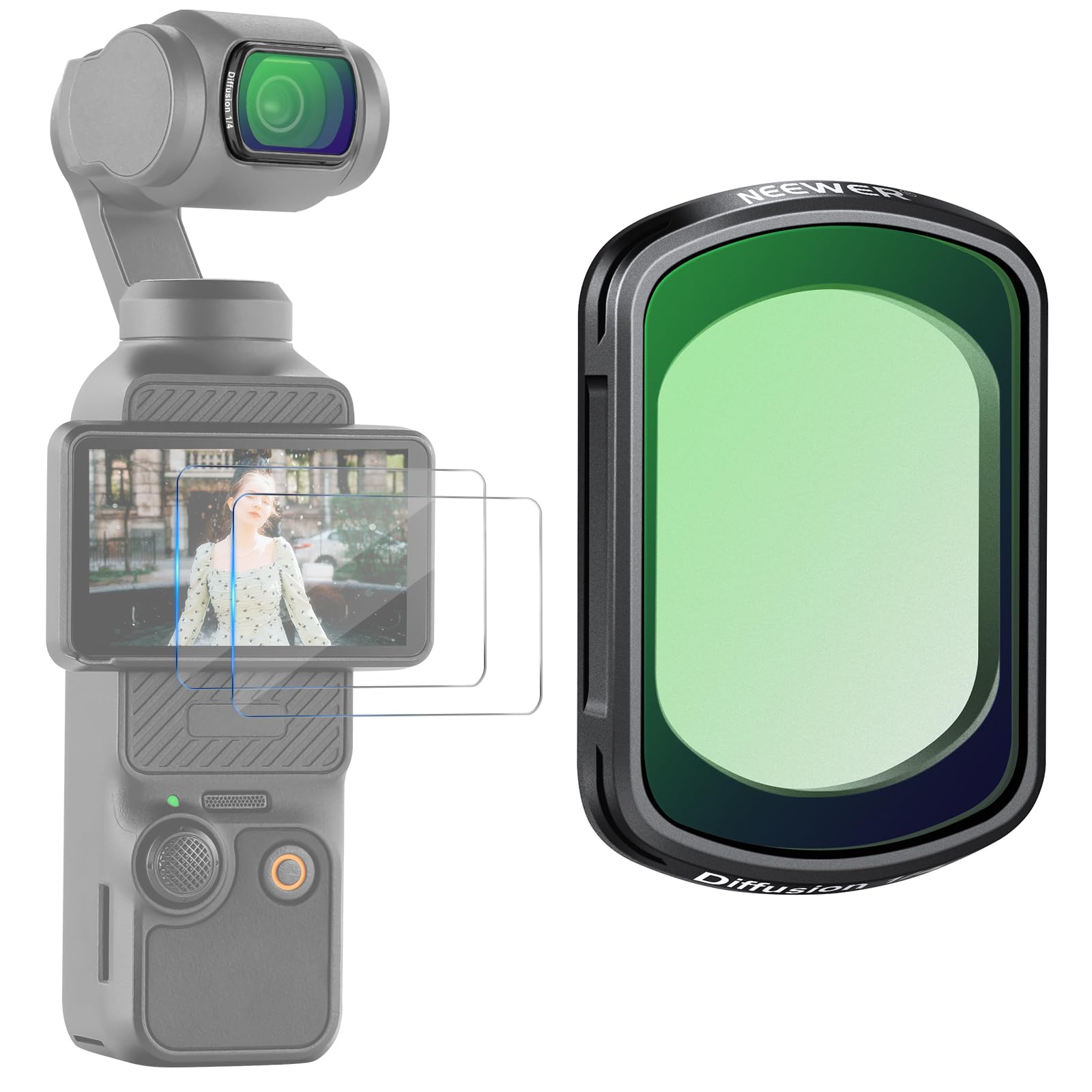 Neewer - Magnetic Diffusion Filter for DJI Pocket 3, 1/4, w/ Screen Protectors