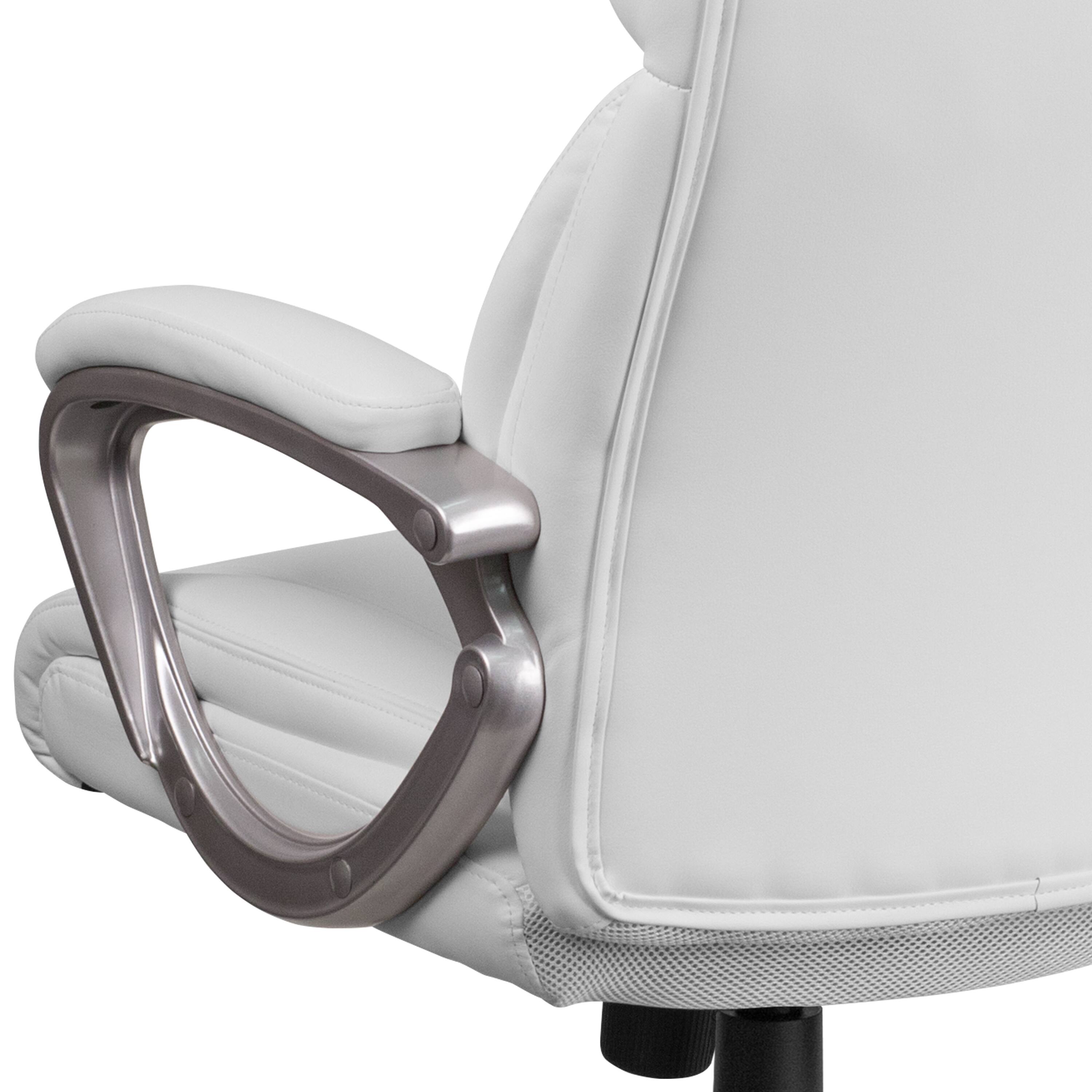 Alt View 8. Emma + Oliver - Mid-Back Faux Leather Executive Swivel Office Chair with Padded Arms - White.
