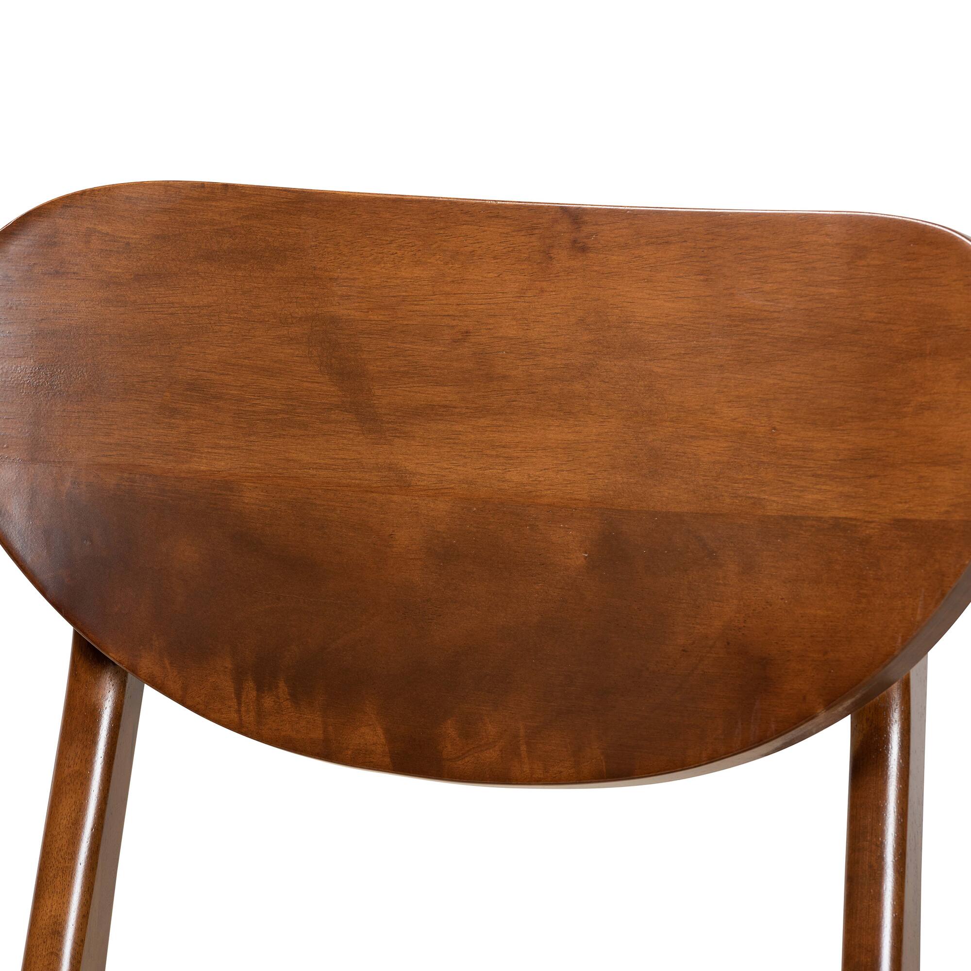 Back. Baxton Studio - Katya Mid-Century Modern Fabric Upholstered and Finished Wood 2-Piece Dining Chair Set - Sand/Walnut Brown.