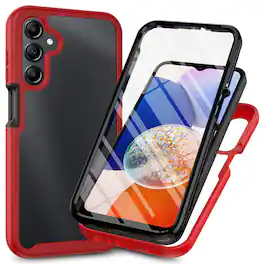 Dteck - for Samsung Galaxy A17 5G Case with Built in Screen Protector,Full-Body Shockproof Rubber Rugged Clear Back Phone Cover - Red