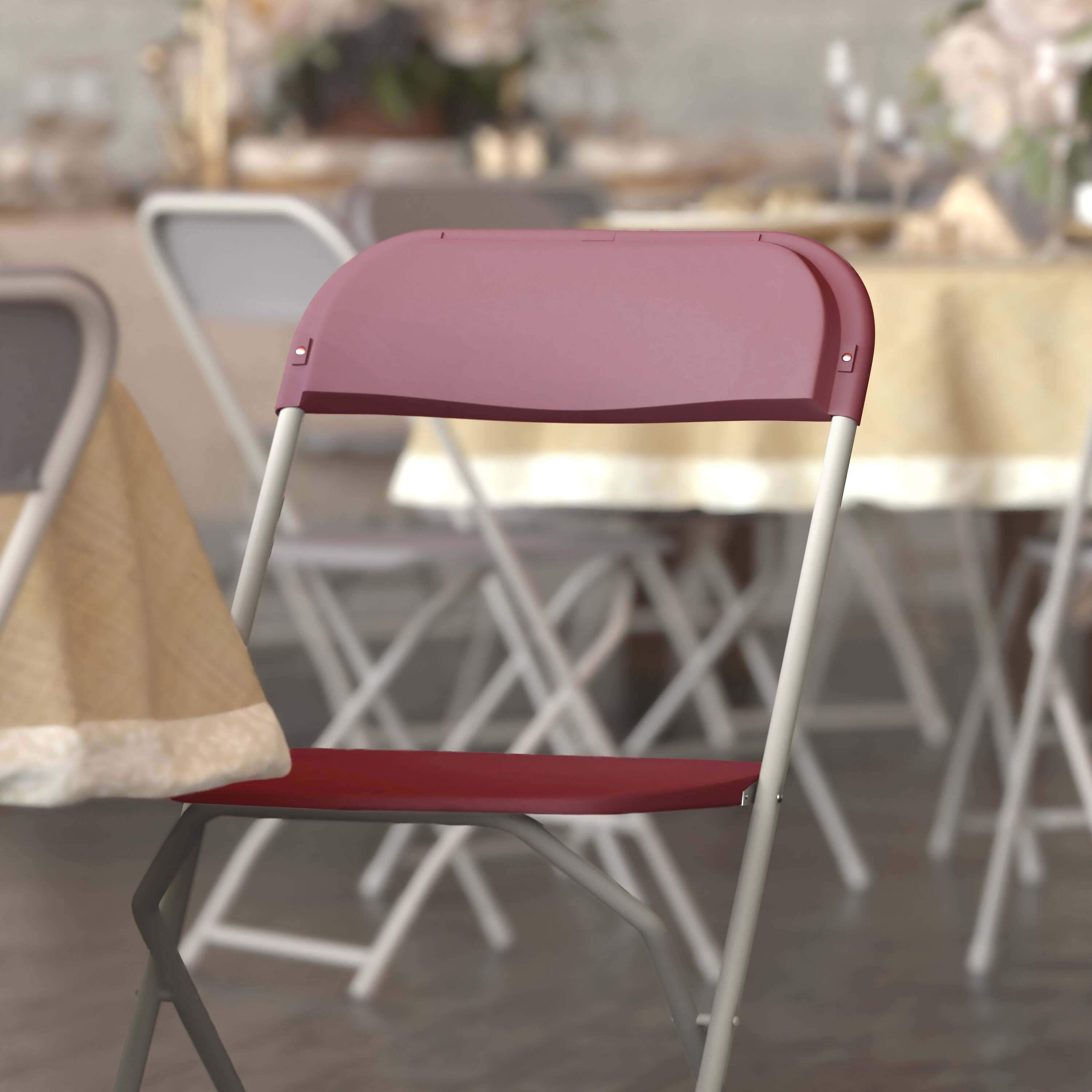 Alt View 5. Emma + Oliver - Set of 6 Stackable Folding Plastic Chairs - 650 LB Weight Capacity - Red.