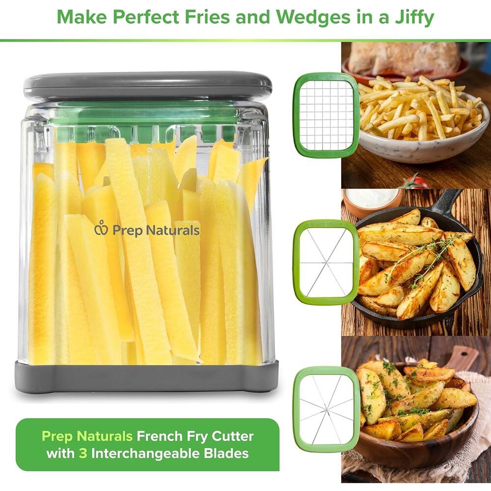Make Perfect Fries and Wedges in a Jiffy

Prep Naturals French Fry Cutter with 3 Interchangeable Blades