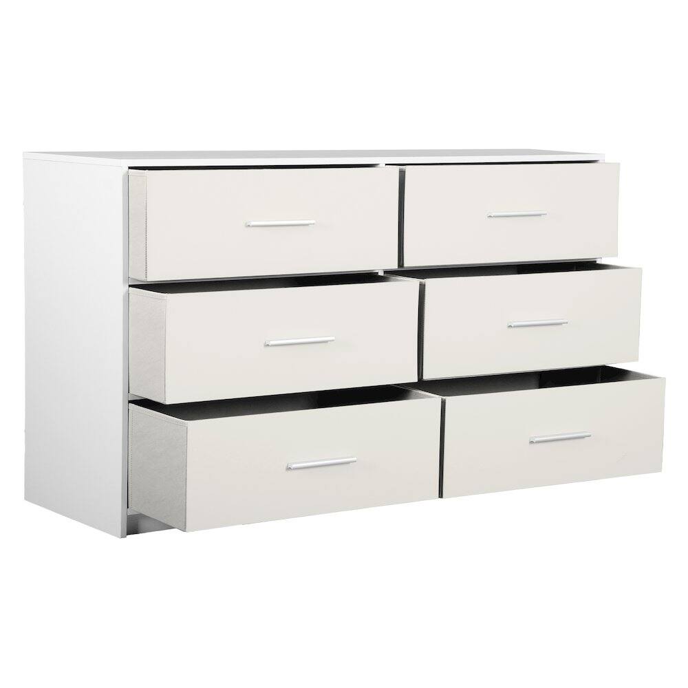 Alt View 2. Techni Home - 6-Drawer Dresser with Large Fabric Drawers, White - White.