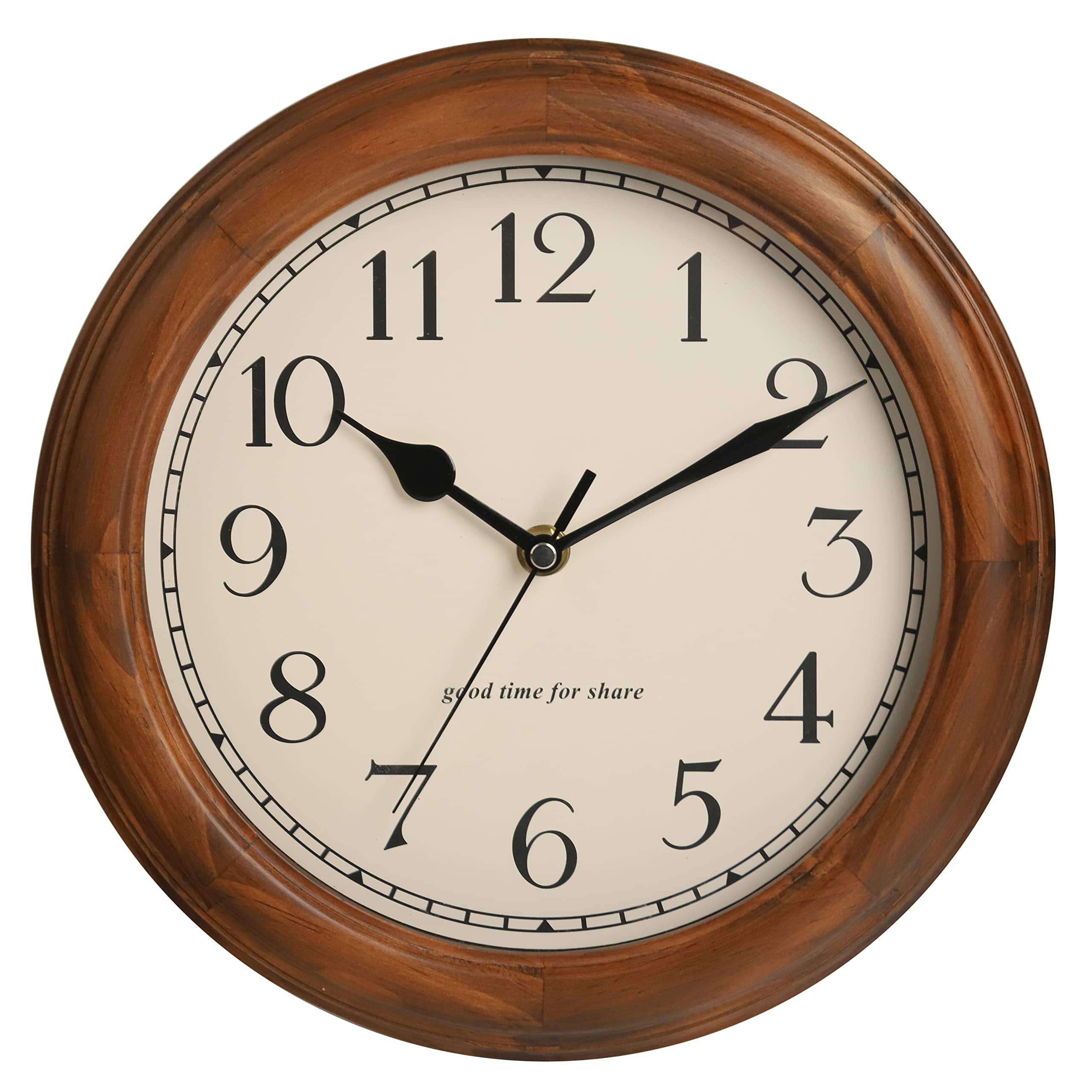 Dazzed Corner - 11 Inches Round Wall Clocks Battery Operated - Brown