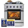 Hauslane - HausPro 30 in. 4 Burners (20,000 BTU) Freestanding Gas Range Range - Black Stainless Steel