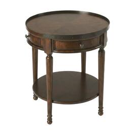 Starlight Canyon Home - Round Side Table with Drawer, Transitional Accent End Table - Dark Brown