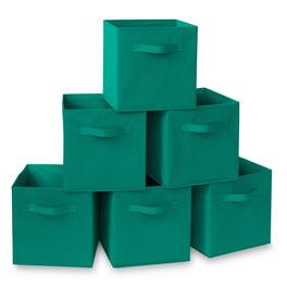 Casafield - (Set of 6) Collapsible Fabric Cubes - Storage Bins - Teal