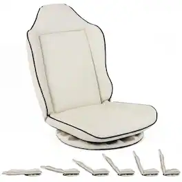 Costway - 360° Swivel Floor Gaming Chair with 5-Level Adjustable Backrest&Padded Seat Cushion - Beige