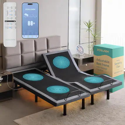 110 - A 44 TT - - i RENANIM - -- A - S - T o I ... - - 12 i : RENANIM RENANIM Adjustable MODEL Bed Frame Serenity with Flex Function Massage Legs Adjustable
Corrected text:
110 - A 44 TT - - i RENANIM - -- A - S - T o I ... - - 12 i : RENANIM RENANIM Adjustable MODEL Bed Frame Serenity with Flex Function Massage Legs Adjustable