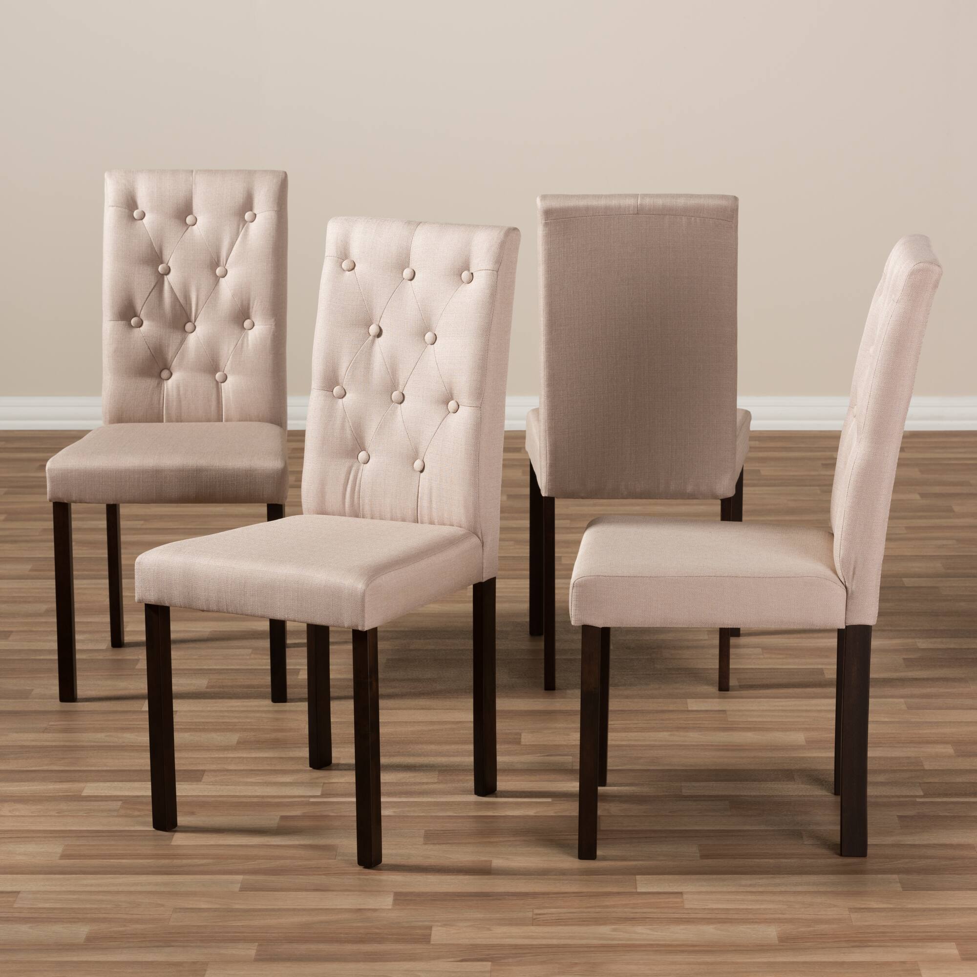 Alt View 1. Baxton Studio - Gardner Modern and Contemporary Finished Fabric Upholstered Dining Chair - Beige/Dark Brown.