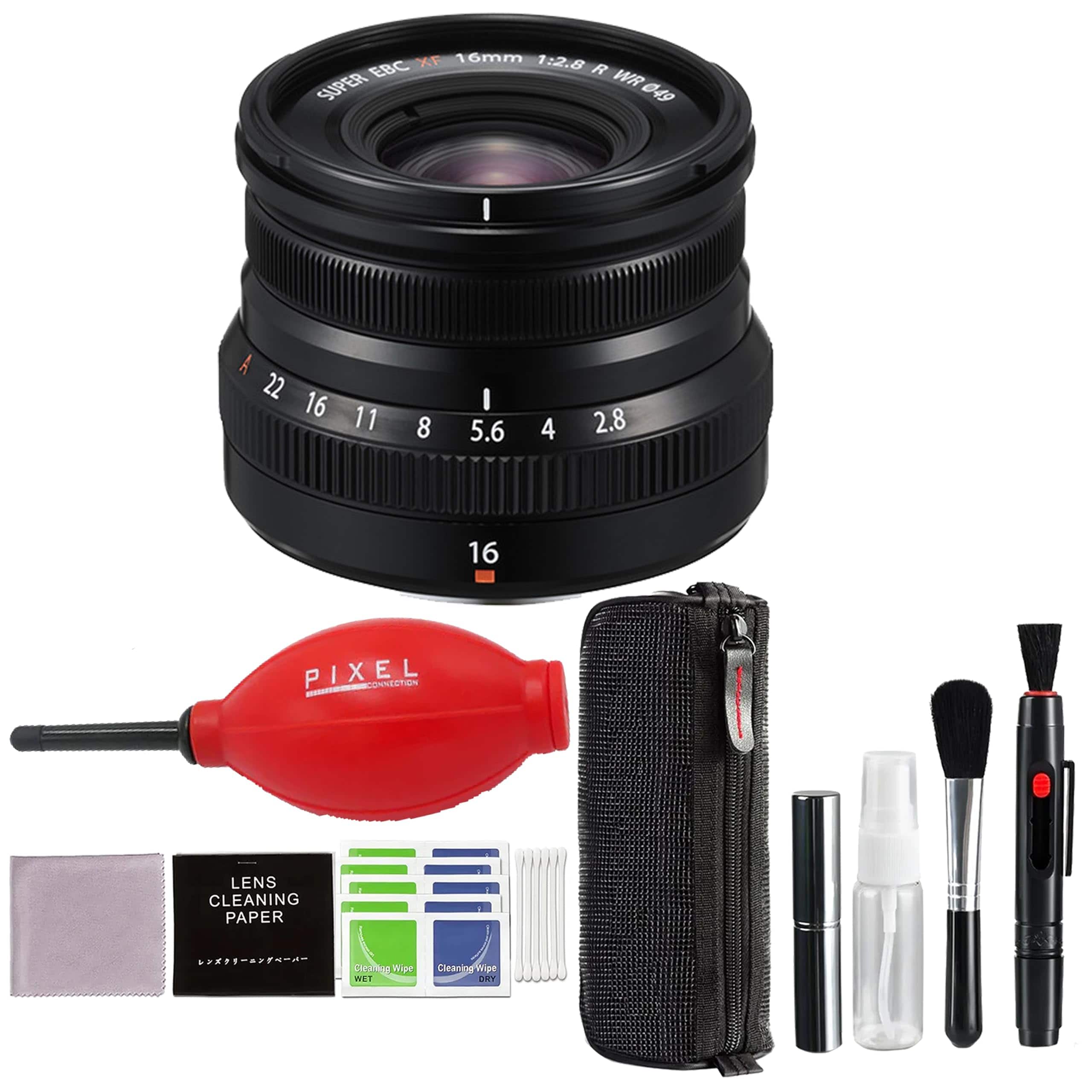 Fujifilm - XF 16mm f/2.8 R WR Lens (Black) with Advance Accessories and Travel Bundle | Fuji XF 16mm - Black