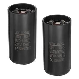 Unique Bargains - 2pcs CD60 Motor Run Capacitor, 645-774uF MFD AC250V, 50-60Hz, for Electric Motor, 53x110mm - Black