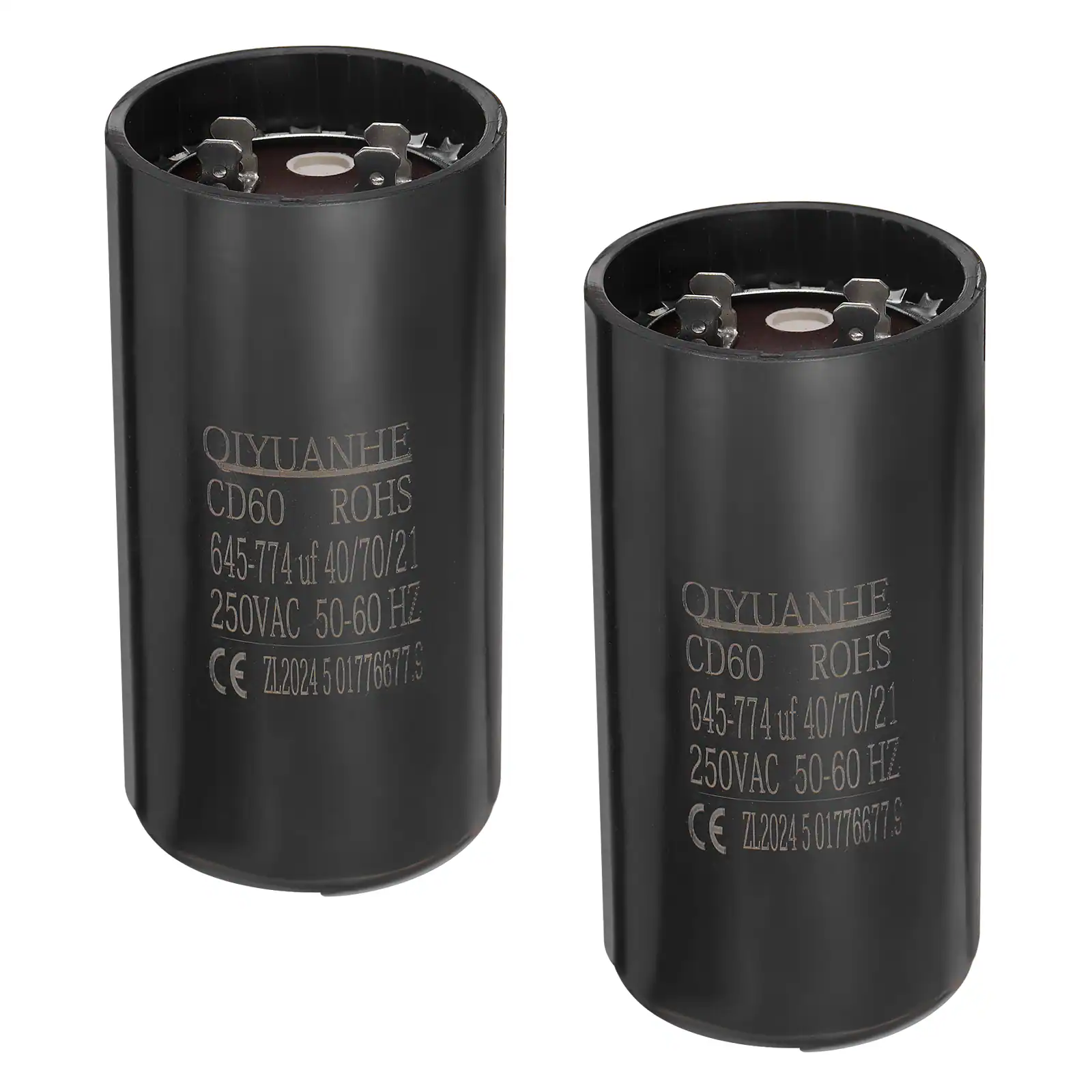 QIYUANHE CD60 ROHS 645-774 uf 40/10/21 250VAC 50-60 HE CE ZL202A 5 0176677 S