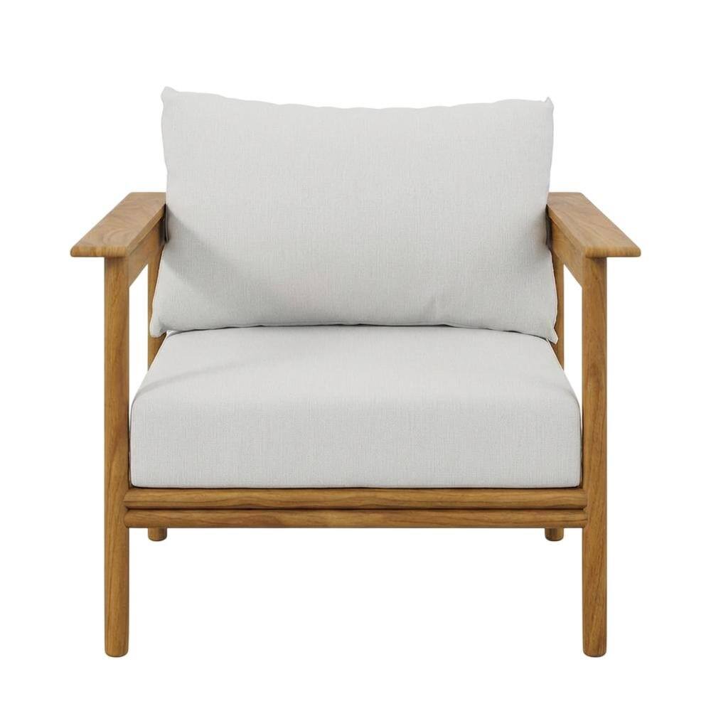 Back. Outdoor Escape - Set of 2 Outdoor Teak Wood Armchairs for Patio Lounge Comfort - White.