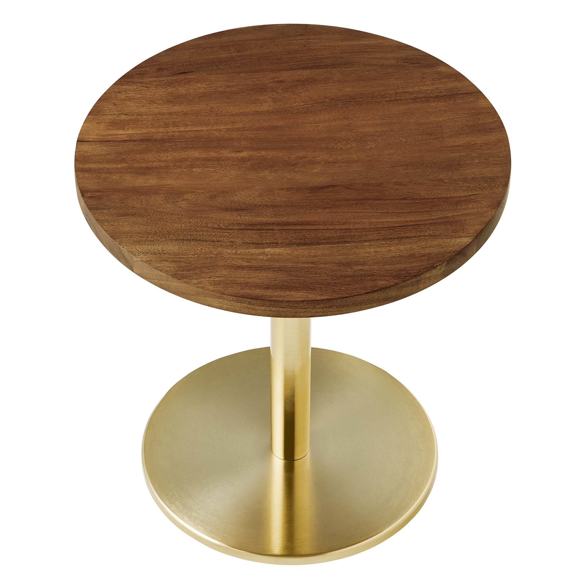 Alt View 2. Modway - Viva Round Acacia Wood Side Table by Modway - Brass Light Oak.