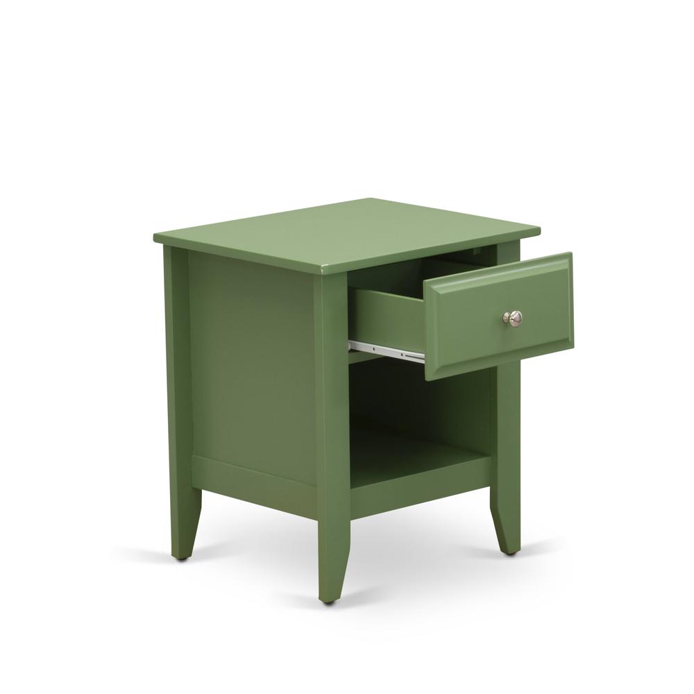 Left. East West Furniture - East West Furniture GA-12-ET Mid Century Night stand for Bedroom with 1 Wooden Drawer, Stable and Sturdy Constructed - - Clover Green.