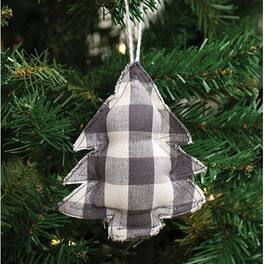 BreeBe - *Gray Check Christmas Tree Ornament - Grey, White