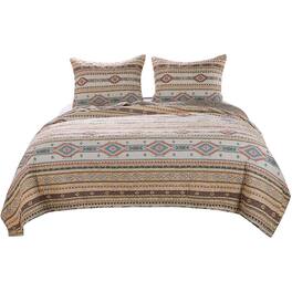 Barefoot Bungalow - Phoenix Quilt And Pillow Sham Set - Twin 68x88" - Tan