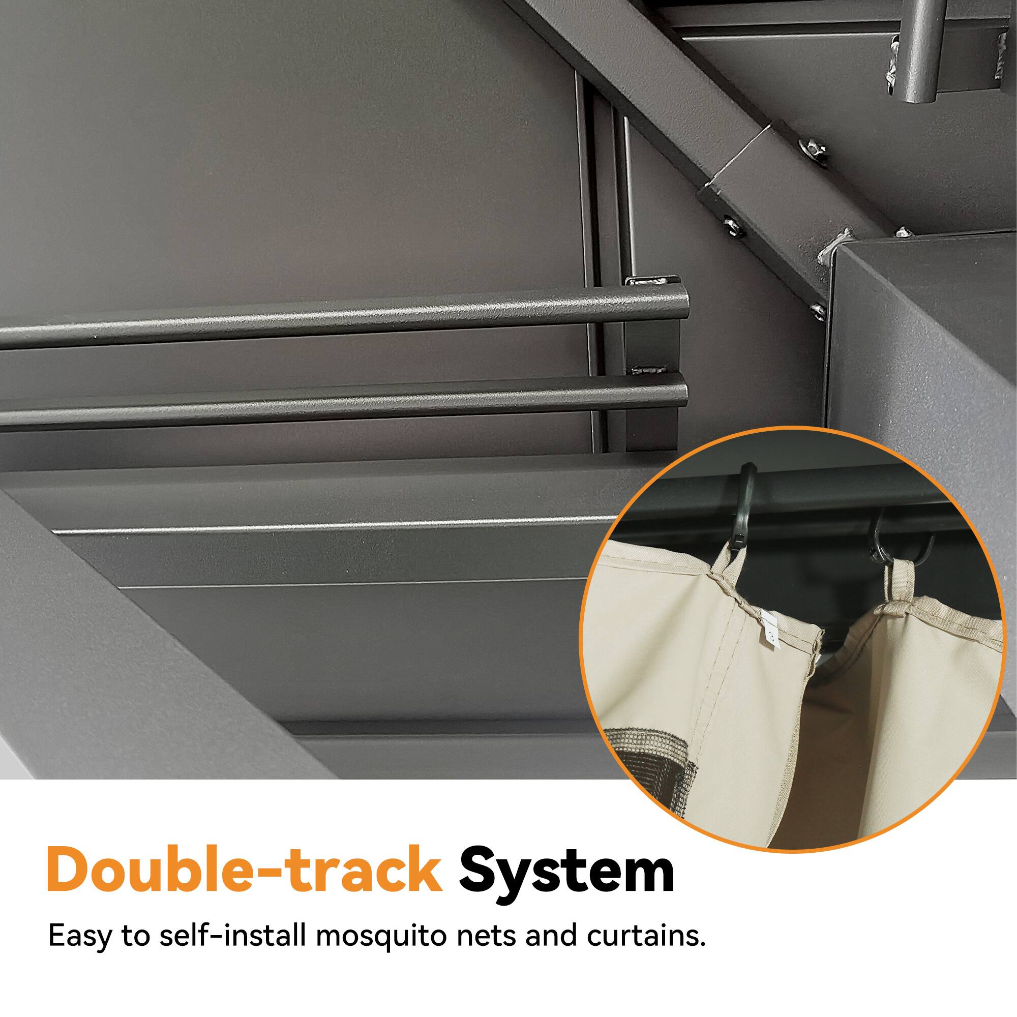 Double-track System  
Easy to self-install mosquito nets and curtains.