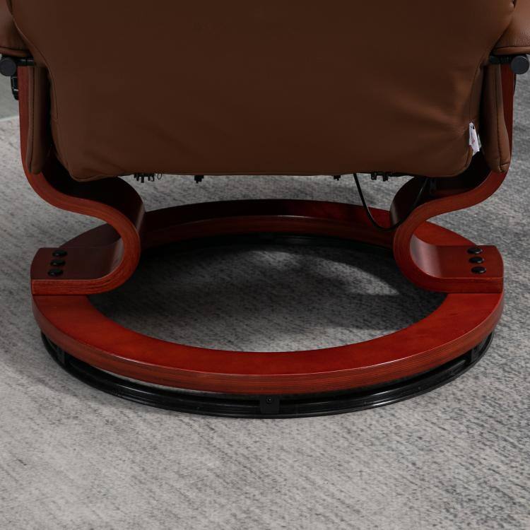 Alt View 10. PULUZ - Air Leather Manual Recliner, Adjustable Swivel Lounge Chair with Footrest, Armrest and Wrapped Wood Base - Brown.