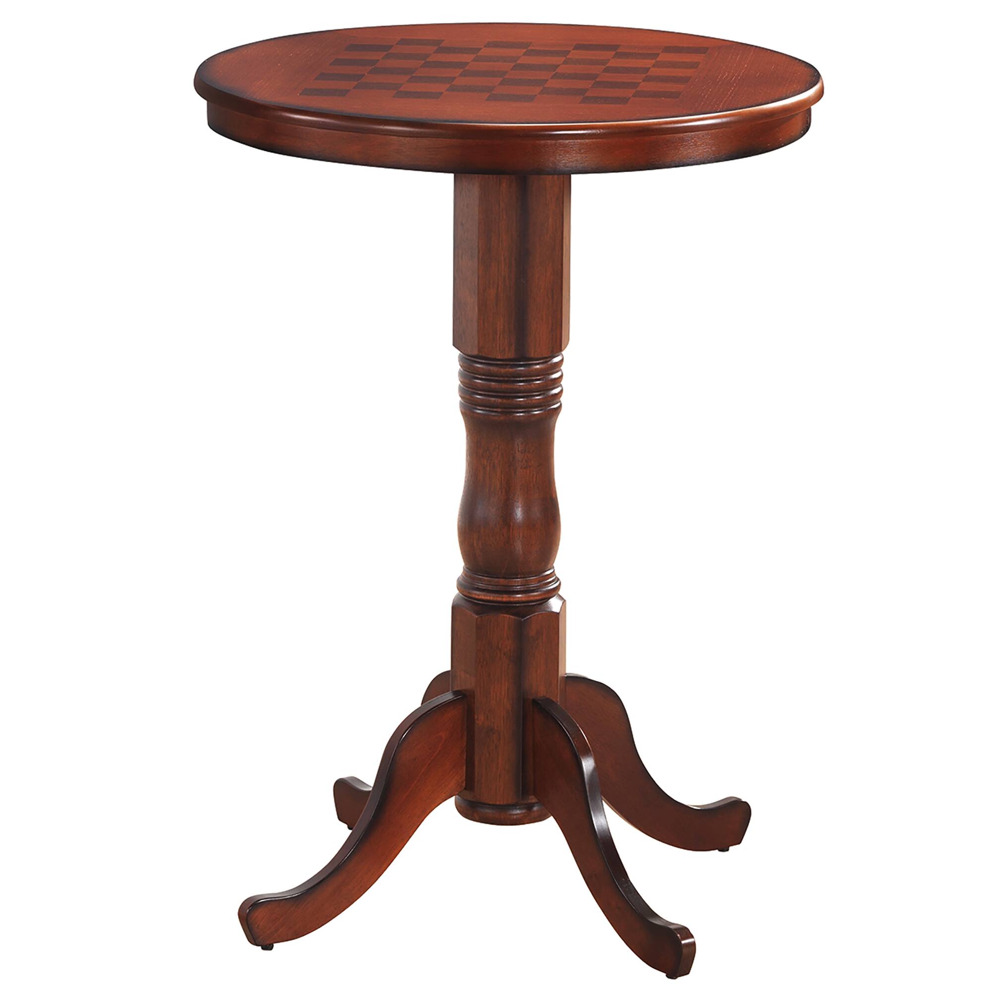Alt View 8. Gymax - Gymax 42" Pub Bar Round Table Chess Table Bistro Vintage W/Checker Top & Pedestal Base - Rustic Brown.