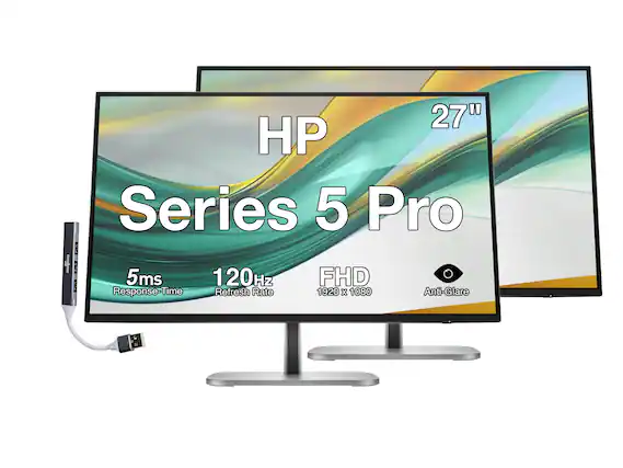 27" HP Series 5 Pro
5ms Response-Time
120Hz Refresh Rate
FHD 1920 x 1080
Anti-Glare
