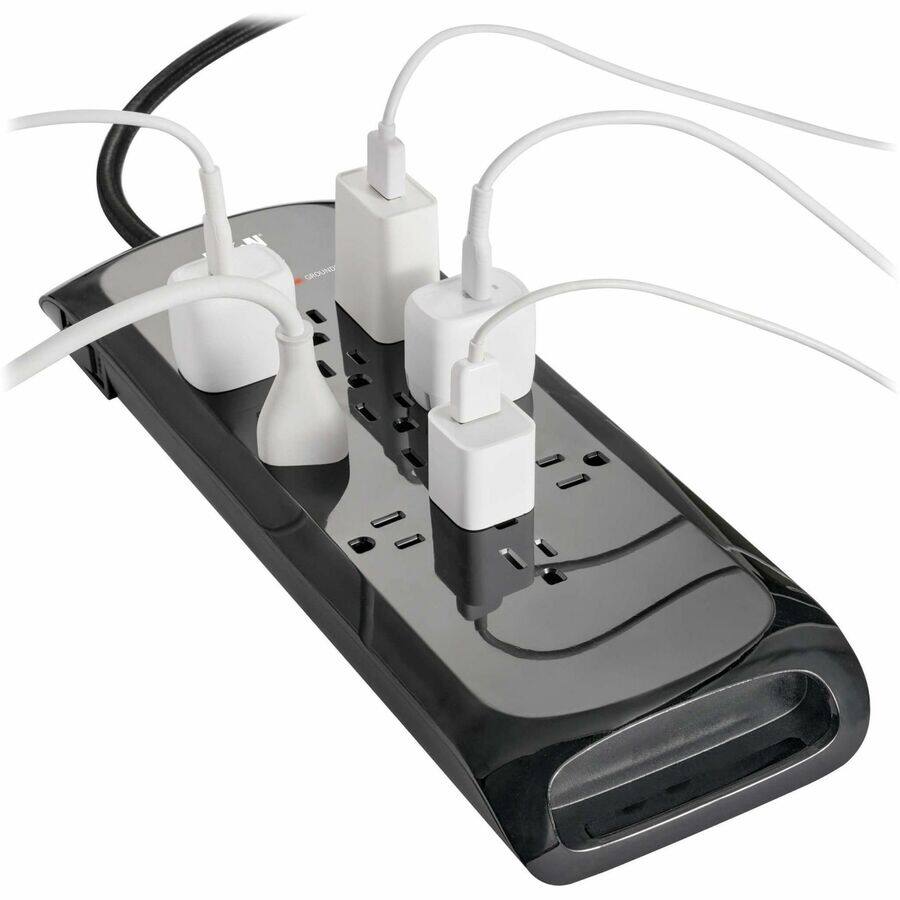 Alt View 4. Tripp Lite - Tripp Lite series Protect It! TLP128DB 12-Outlets Surge Suppressor/Protector - Household Electronic, Computer, Printer - Black.