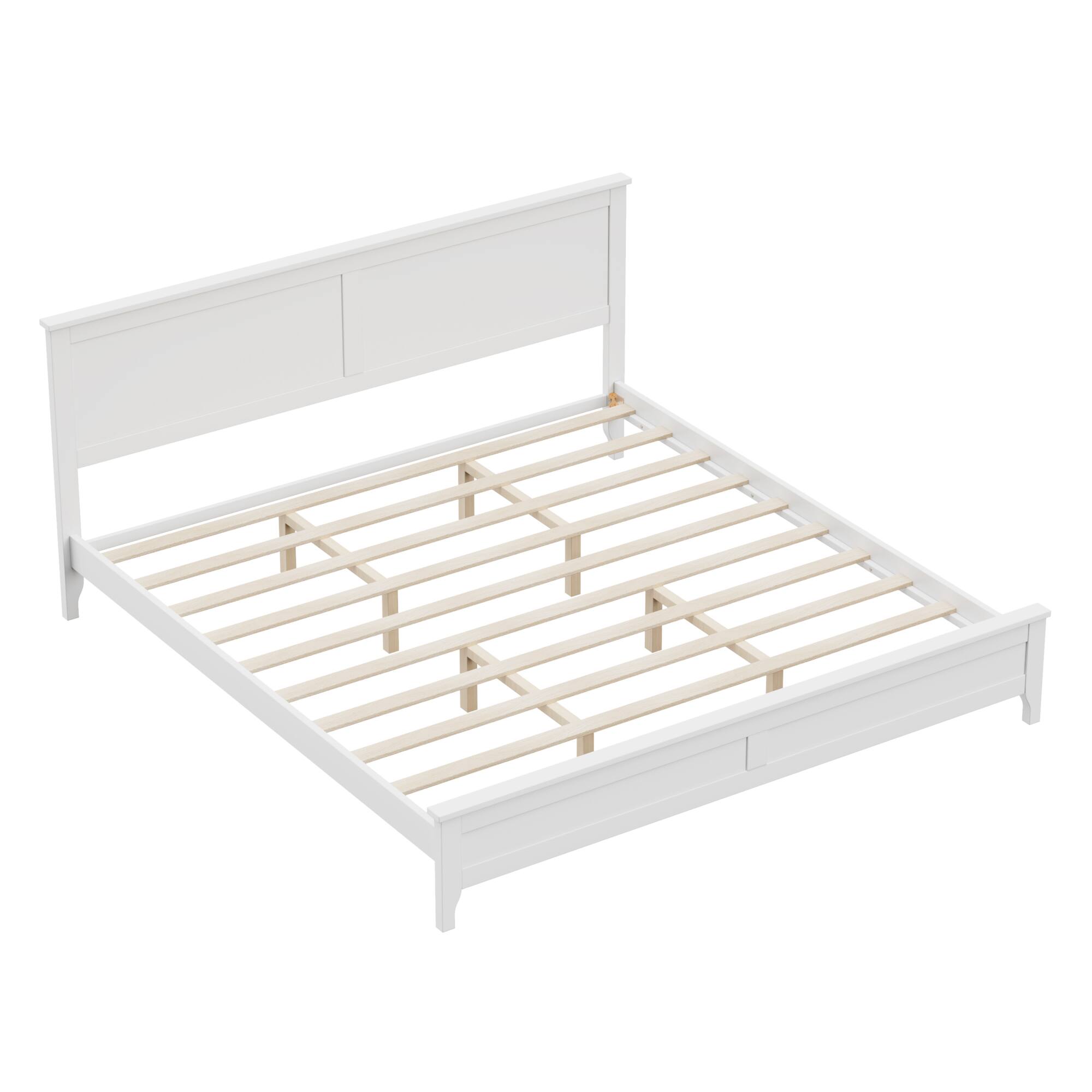 Back. GOODSILO - Solid Wood King Size Platform Bed with Stylish Headboard for Modern Bedrooms - White.